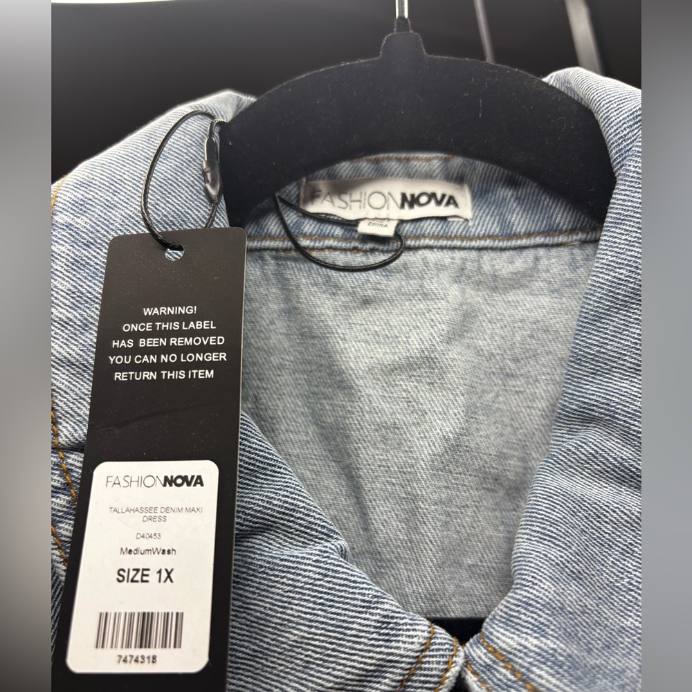 Fashion Nova Denim Maxi Dress – Sleeveless Button Front – Pockets –  1X – NWT - Picture 5 of 8